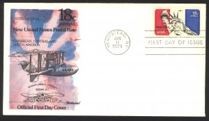 USA Sc# C87 (Fleetwood) FDC single (b) (Hempstead, NY) 1974 Statue of Liberty