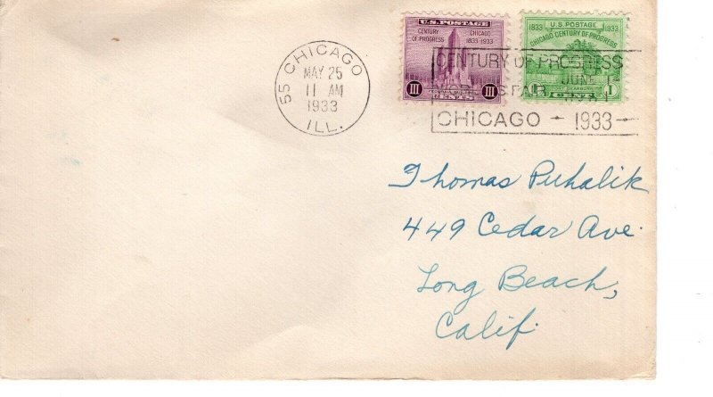 1c & 3c  CENTURY OF PROGRESS  - CHICAGO, ILL  1933  FDC17558