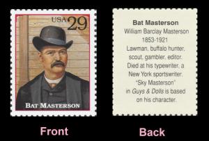 US 2869h Legends of the West Bat Masterson 29c single MNH 1994