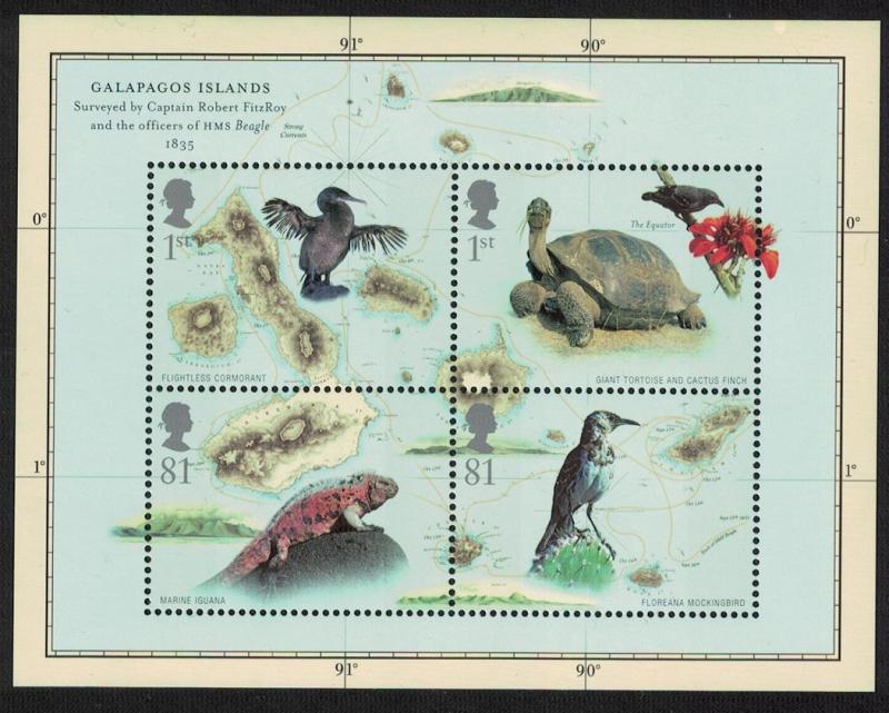 Great Britain Birds Turtle Iguana Charles Darwin MS SG#MS2904