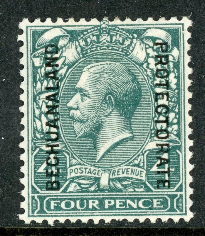 British Bechuanaland 1913 4¢ Slate Green KGV Scott #98 CGvR Mint F765