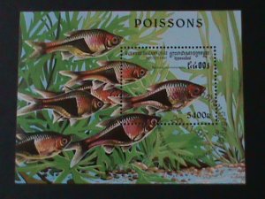 ​CAMBODIA-1997-SC#1675 BEAUTIFUL LOVELY TROPICAL FISH-CTO -S/S-VERY FINE