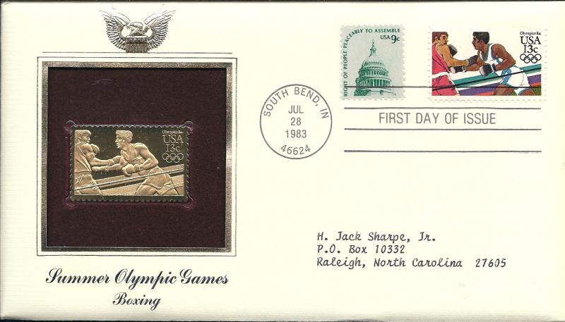 US #2051 13c 1983 Summer Olympics  Gold Stamp (FDC) CV $2.00