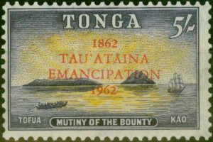 Tonga 1962 5s Orange-Yellow & Slate-Lilac SG014Var 'Official & Airmail' Omitt...