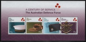 Australia 2014 MNH Sc 4205a 70c Badge, Caps Australian Defense Force 100th Sheet