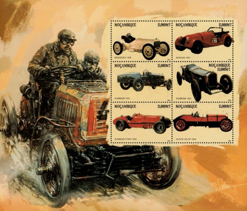Mozambique 2002 - Vintage Racing Cars - Sheet of 6 - Scott 1709 - MNH
