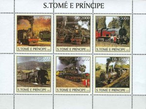 St Thomas - Steam Trains, Scott #1558 - 6 Stamp Sheet - ST3101