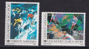 United Nations Vienna  #84-85  MNH 1988 health in sports paintings tennis skiing