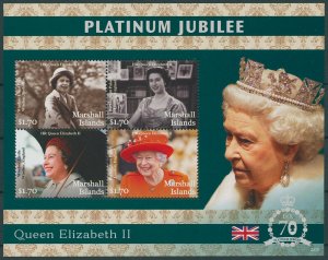 Marshall Isl 2022 MNH Royalty Stamps Queen Elizabeth II Platinum Jubilee 4v M/S