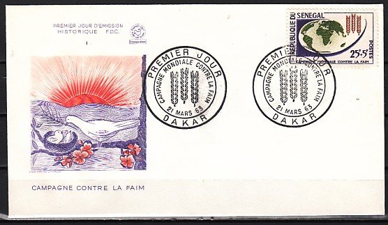 Senegal, Scott cat. B17. F.A.O., Freedom From Hunger issue. First day cover. ^