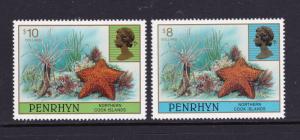 Penrhyn x 2 modern high values MNH