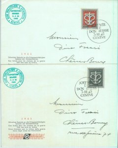 89105 - SWITZERLAND - POSTAL HISTORY - SET of 2 special COVERS  1945