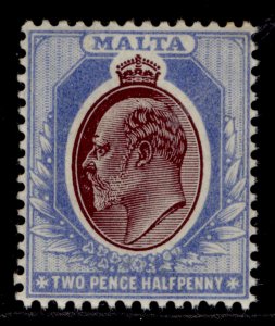 MALTA EDVII SG52, 2½d maroon & blue, M MINT. Cat £40.