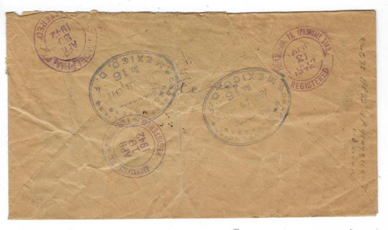 1942 Mexico To USA Registered Airmail Cover With Airmail Stamp Pair (NN80)