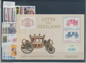 1985 Vatican, Stamps New, Year Complete 16 Values + 1 Sheet of Stamps