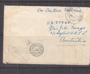AUSTRALIA, ON ACTIVE SERVICE cover, 1942 VALLETTA, MALTA, censored Egypt.