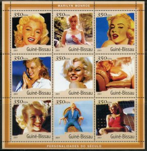 GUINEA BISSAU PERSONALITIES OF THE 20th CENTURY MARILYN MONROE SHEET II MINT NH