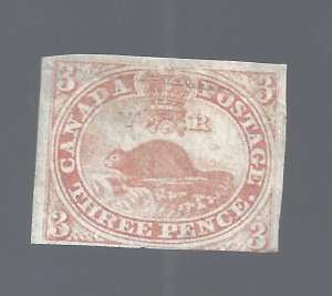 Canada # 4d MINT UN 3 PENCE ORANGE-RED IMPERFORATE BEAVER THIN PAPER VAR BS27936