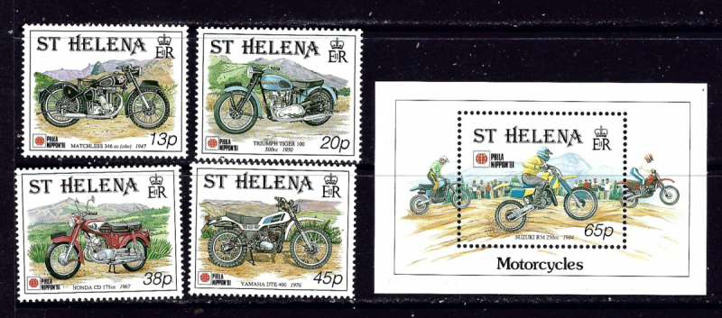 St Helena 561-65 MNH 1991 Motorcycles