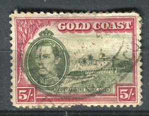 GOLD COAST; 1938 early GVI issue fine used 5s. value