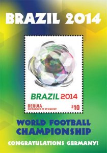 BEQUIA 2014 - WORLD CHAMPIONSHIP SOCCER TEAM GERMANY - STAMP SOUVENIR SHEET MNH