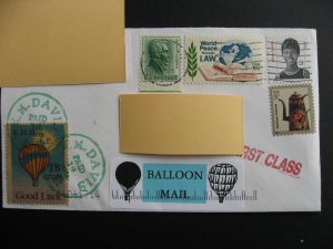 USA KM Davis local post stamp balloon mail on postal 2006 ? cover