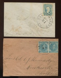 2 CSA Covers with Tallahassee FL Postmarks to Brooksville FL & Griffin GA LV8015