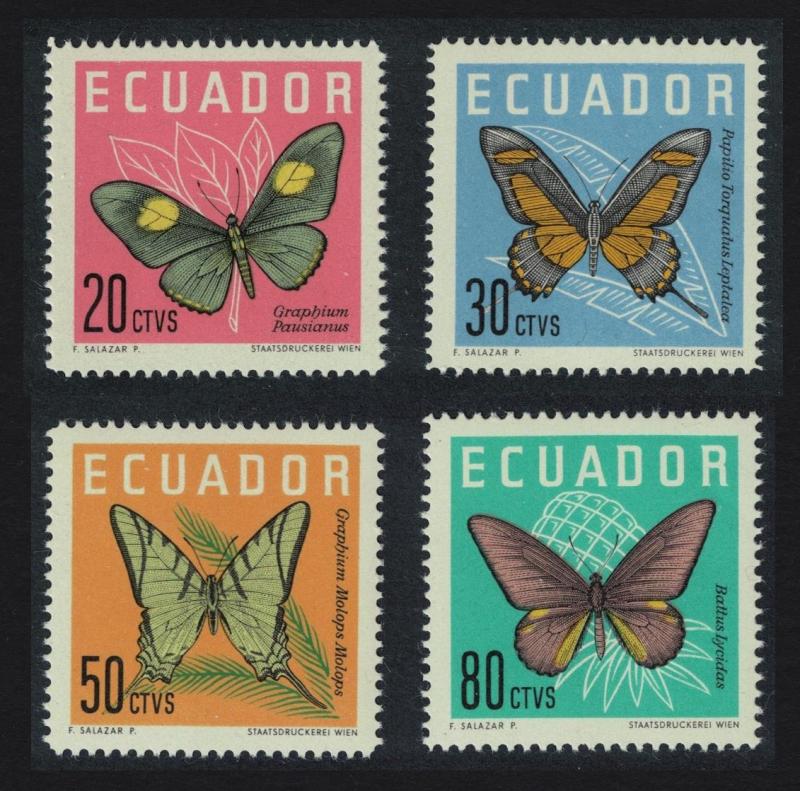 Ecuador Butterflies 4v 1961 MNH SG#1198-1201