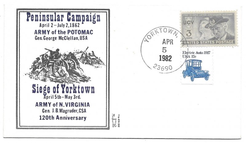 Peninsular Campaign Army of the Potomac 120th Anniversary 1982 Cover, JDH Cachet