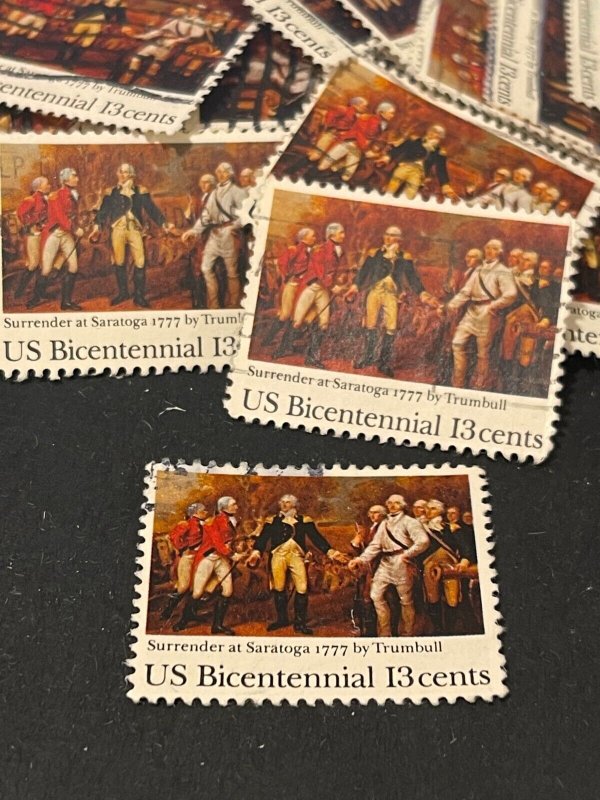 ~~VINTAGE TREASURES ~~ Stamps For Crafting: US Bicentennial 13c; 30 Pieces