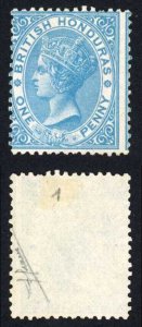 British Honduras SG2 1d Blue No Wmk Mint (no gum) Cat 100 pounds