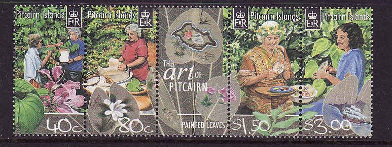 Pitcairn Is.-Sc#582- id12-unused NH set-Painted Leaves-2003-