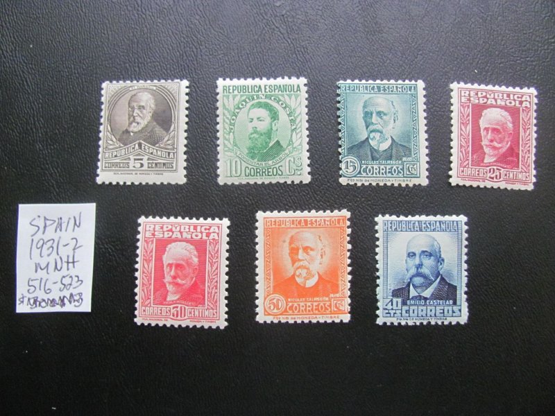 SPAIN 1931-2 MNH SC 516-523 SET VF  $300 (152)