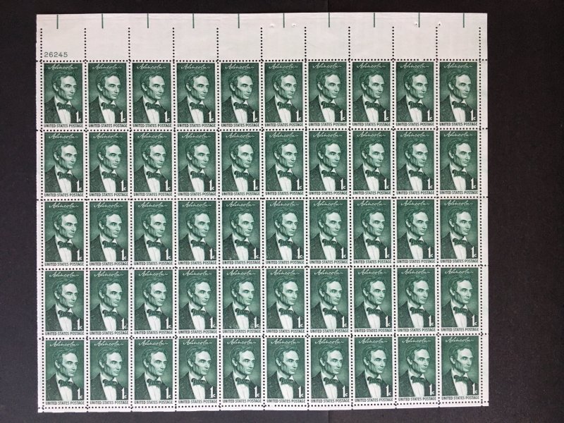 1958 sheet, 1 cent Lincoln, Sc# 1113
