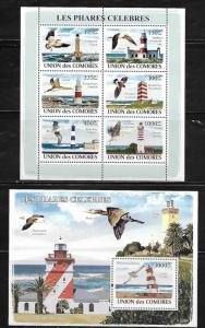 Comoro Islands 1033-34 Birds and Lighthouses Mint NH