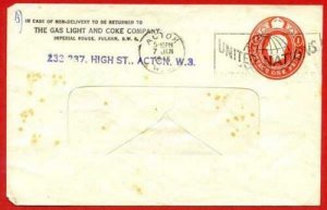 ES61 KGVI 1d Carmine Gas Light and Coke Stamped to Order Envelope used 