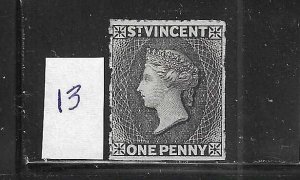 ST VINCENT SCOTT #13 1871-78 1P (BLACK) WMK 5- MINT NO GUM