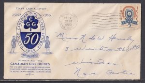 Canada Scott 389 Rose Craft FDC - Girl Guides, 50th Anniv.