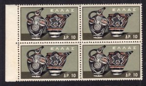 Greece 1961 Minoan Art 10d High Value Block of 4 MNH #715