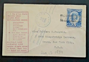 1934 Niuafo'ou Island Tonga To Bronx New York Matson Line Tin Can Canoe Mail