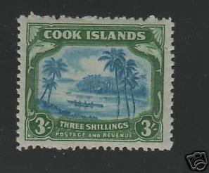 Cook Islands SC# 124 1945 poastage revenue King George VI MH