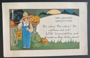 1910s Parkersburg PA USA Picture Postcard Cover To Ogletown Halloween Greetings