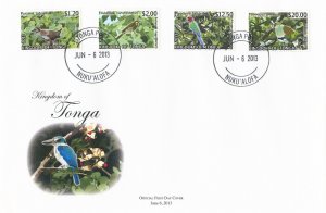 Tonga 2013 FDC Birds Definitives Pt 2 12v / 3 Covers Bird Frigatebird Kingfisher 