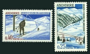 Andorra Fr 169-170,MNH.Michel 195-196. Winter sport in Andorra,1966.Ski.