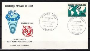 Benin, Scott cat. 533. I.T.U. Conference, Space Satellite. First Day Cover. ^