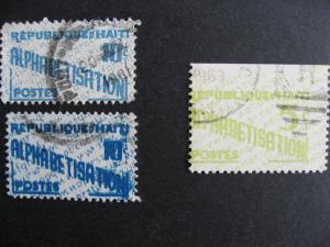 Haiti 2 used stamps with double,shifted impression print errors 