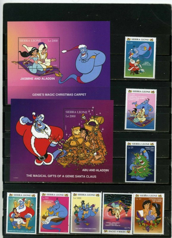 SIERRA LEONE 1997 WALT DISNEY ALADDIN SET OF 8 STAMPS & 2 S/S MNH 