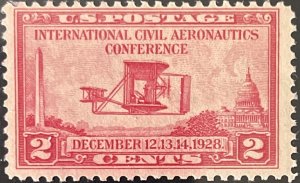 Scott #649 1928 2¢ Int'l Civil Aeronautics Conference Wright Flyer MNH OG