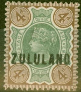 Zululand 1888 4d Green & Dp Brown SG6 Fine & Fresh Lightly Mtd Mint