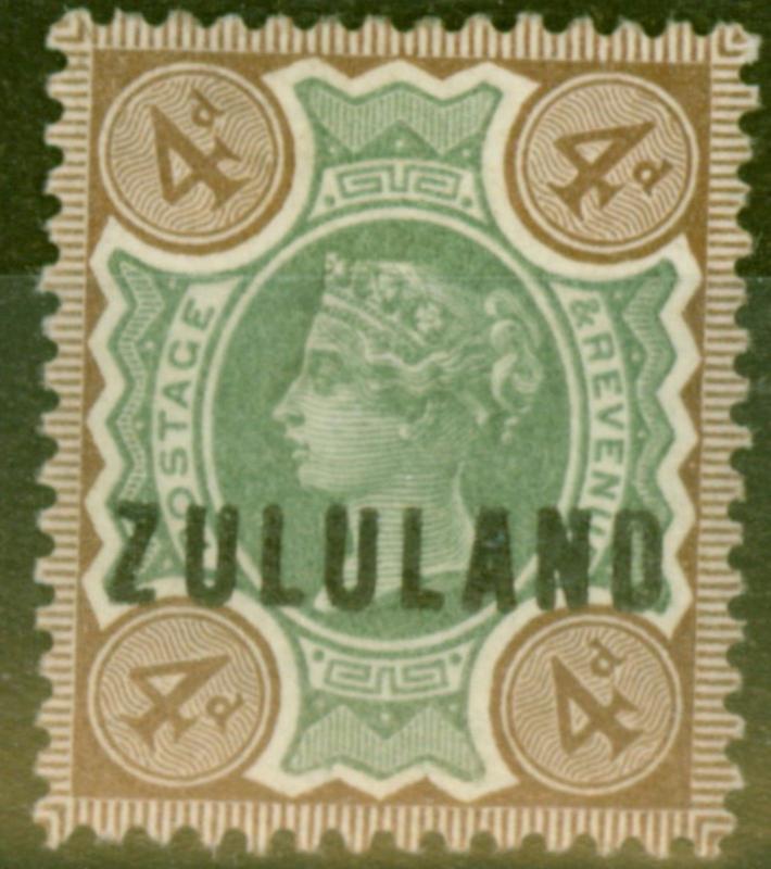 Zululand 1888 4d Green & Dp Brown SG6 Fine & Fresh Lightly Mtd Mint